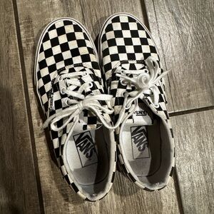 Vans Checkerboard Lace-Up Sneakers - Black & White